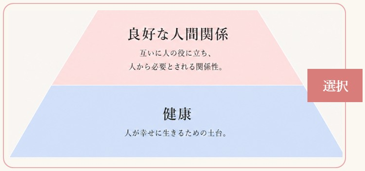 良好な人間関係と健康の三角形。選択。